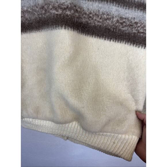 Vintage Myrna Wool Hooded Jacket Cream Brown Stripe 88% Wool Canada Women 5/6 - Picture 5 of 9